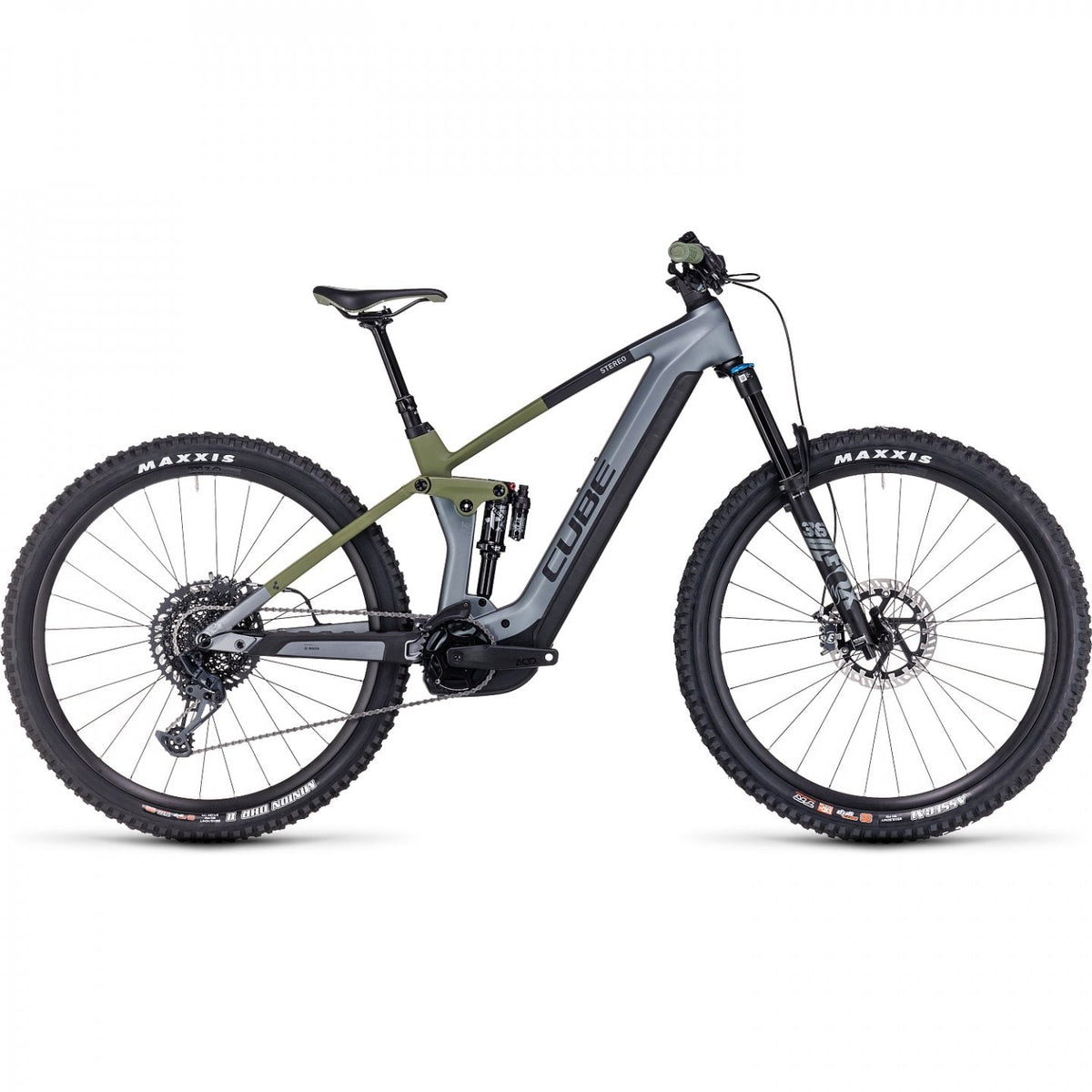 CUBE Mountainbike Elettrica Carbonio - STEREO HYBRID 140 HPC TM 750 - 2023 - flashgrey / olive